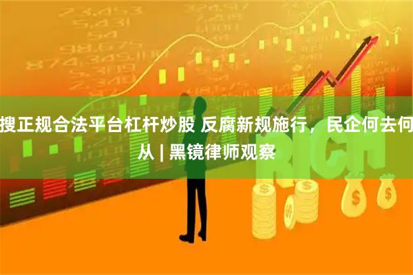 搜正规合法平台杠杆炒股 反腐新规施行，民企何去何从 | 黑镜律师观察